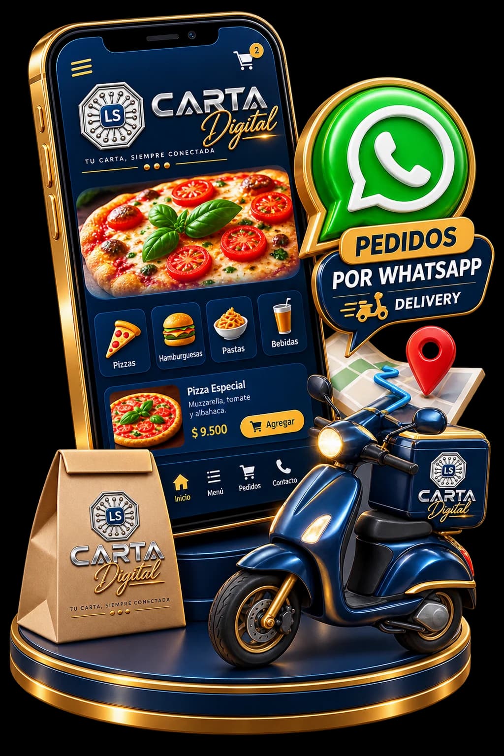 Presentación del plan de pedidos por WhatsApp con delivery
