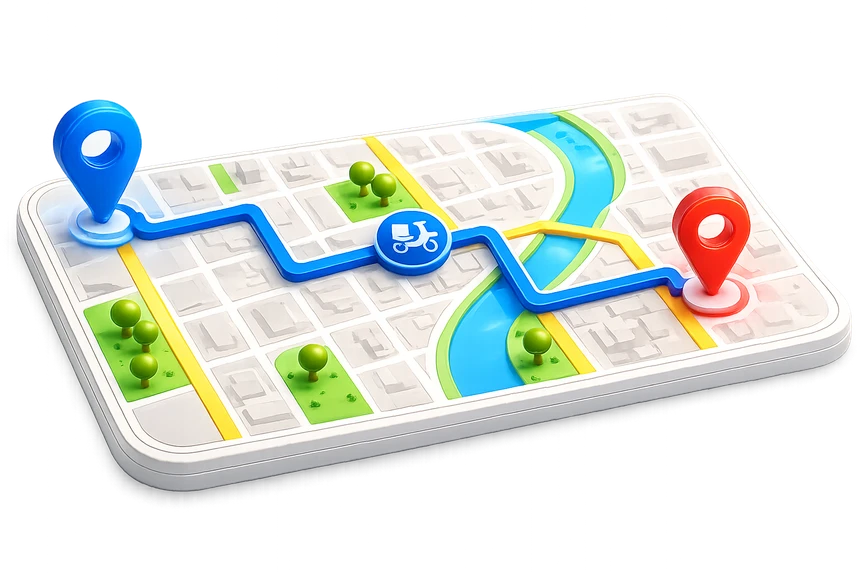 Ruta de entrega en mapa 3D